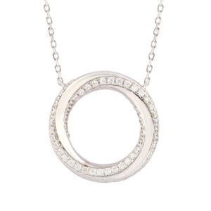14K WHITE GOLD 1/2CT ROUND DIAMOND LADIES PENDANT WITH CHAIN