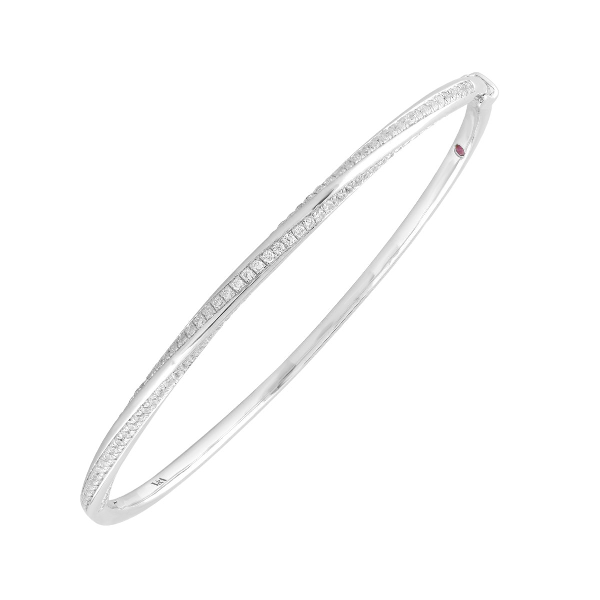 19256319_VA19168W-1201x1201.jpg 14K WHITE GOLD 1CT ROUND DIAMOND LADIES BANGLE - Image 1