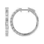 14K WHITE GOLD 2 1/4CT EMERALD DIAMOND LADIES HOOP EARRINGS - Image 2