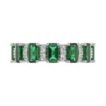 14K WHITE GOLD 2CT ROUND/EMERALD DIAMOND LADIES BAND(COLOR STONE GREEN EMERALD DIAMOND 1 7/8CT) - Image 4