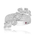 14K WHITE GOLD 3/4CT ROUND/BAGUETTE DIAMOND LADIES FASHION RING