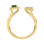 14K YELLOW GOLD 1CT ROUND/EMERALD/PEAR DIAMOND LADIES RING(COLOR STONE GREEN EMERALD DIAMOND 1/4CT) - Image 3