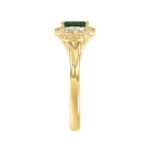 14K YELLOW GOLD 1CT ROUND/EMERALD/PEAR DIAMOND LADIES RING(COLOR STONE GREEN EMERALD DIAMOND 1/4CT) - Image 4