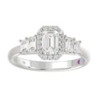18K WHITE GOLD 1 1/2CT ROUND/EMERALD DIAMOND LADIES RING(CENTER STONE EMERALD DIAMOND 3/4CT) - Image 3