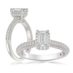 18K WHITE GOLD 1 1/4CT ROUND/EMERALD DIAMOND LADIES RING(CENTER STONE EMERALD DIAMOND 3/4CT)