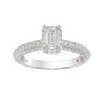18K WHITE GOLD 1 1/4CT ROUND/EMERALD DIAMOND LADIES RING(CENTER STONE EMERALD DIAMOND 3/4CT) - Image 3