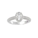 18K WHITE GOLD 1 1/4CT ROUND/OVAL DIAMOND LADIES RING(CENTER STONE OVAL DIAMOND 3/4CT) - Image 3