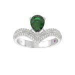 18K WHITE GOLD 1 1/5CT ROUND/PEAR DIAMOND LADIES FASHION RING( CENTER STONE PEAR DIAMOND 1 CT)
