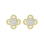 18K YELLOW GOLD 1/6CT ROUND DIAMOND LADIES EARRINGS