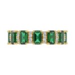 18K YELLOW GOLD 2CT ROUND/EMERALD DIAMOND LADIES BAND(COLOR STONE GREEN EMERALD DIAMOND 1 7/8CT) - Image 4