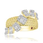 18K YELLOW GOLD 3/4CT ROUND/BAGUETTE DIAMOND LADIES FASHION RING