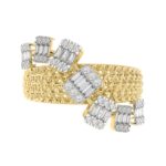 18K YELLOW GOLD 3/4CT ROUND/BAGUETTE DIAMOND LADIES FASHION RING - Image 4
