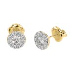 18K YELLOW GOLD 5/8CT ROUND DIAMOND LADIES EARRINGS - Image 2