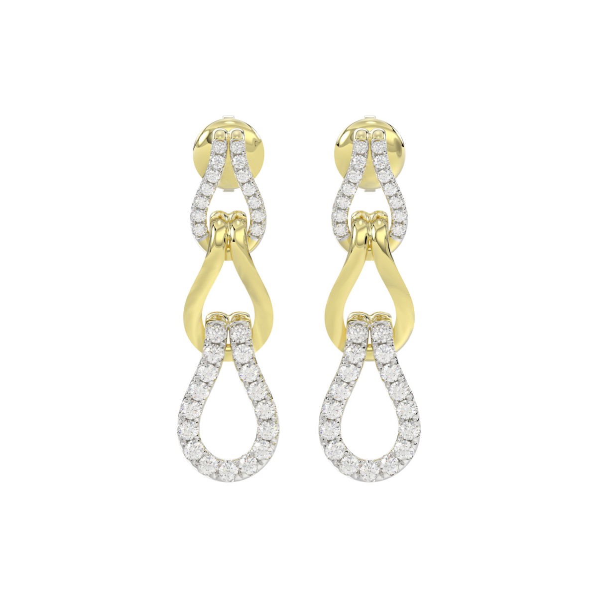 19257331_VA33633Y-1201x1201.jpg STERLING SILVER YELLOW 1/2CT ROUND DIAMOND LADIES EARRINGS - Image 1