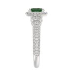 14K WHITE GOLD 1 1/2CT ROUND/BAGUETTE/OVAL DIAMOND LADIES FASHION RING(COLOR STONE OVAL GREEN EMERALD DIAMOND 3/4CT) - Image 5