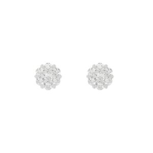 14K WHITE GOLD 1/4CT ROUND DIAMOND LADIES FLOWER EARRINGS
