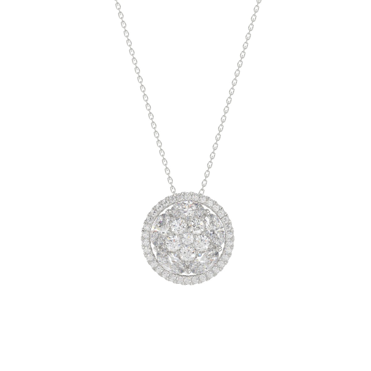 19257410_VA15700W-1201x1201.jpg 14K WHITE GOLD 2 3/8CT ROUND/OVAL DIAMOND LADIES PENDANT WITH CHAIN (COLOR STONE OVAL DIAMOND 1 3/4CT) - Image 1