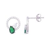 14K WHITE GOLD7/8CT ROUND/PEAR DIAMOND LADIES EARRINGS - Image 2