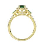 14K YELLOW GOLD 1 3/8CT ROUND/OVAL DIAMOND LADIES FASHION RING(COLOR STONE OVAL GREEN EMERALD DIAMOND 1CT) - Image 4