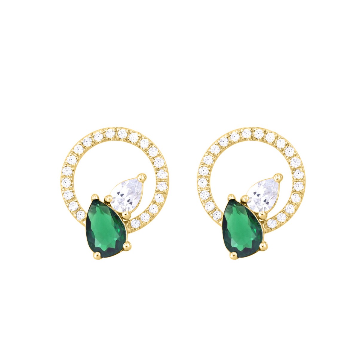 19257513_VA20120Y-1201x1201.jpg 14K YELLOW GOLD 7/8CT ROUND/PEAR DIAMOND LADIES EARRINGS - Image 1