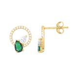 14K YELLOW GOLD 7/8CT ROUND/PEAR DIAMOND LADIES EARRINGS - Image 2