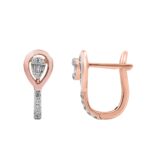 18K ROSE GOLD 1/3CT ROUND/BAGUETTE DIAMOND LADIES EARRINGS (AURORA PINK ENAMEL)