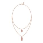 18K ROSE GOLD 1/6CT ROUND/BAGUETTE DIAMOND LADIES NECKLACE (AURORA PINK ENAMEL) - Image 3