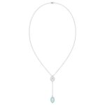 18K WHITE GOLD 1/4CT ROUND/BAGUETTE DIAMOND LADIES NECKLACE (CELESTE BLUE ENAMEL)