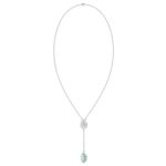 18K WHITE GOLD 1/4CT ROUND/BAGUETTE DIAMOND LADIES NECKLACE (CELESTE BLUE ENAMEL) - Image 2