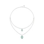 18K WHITE GOLD 1/6CT ROUND/BAGUETTE DIAMOND LADIES NECKLACE (CELESTE BLUE ENAMEL)