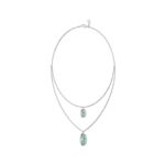 18K WHITE GOLD 1/6CT ROUND/BAGUETTE DIAMOND LADIES NECKLACE (CELESTE BLUE ENAMEL) - Image 3