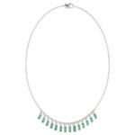 18K WHITE GOLD 1CT ROUND/BAGUETTE DIAMOND LADIES NECKLACE(COLOR STONE EMERALD DIAMOND 3/4CT) - Image 2