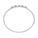 18K WHITE GOLD 2 1/3CT ROUND/PEAR DIAMOND LADIES BANGLE(COLOR STONE PEAR GREEN EMERALD DIAMOND 1CT) - Image 2