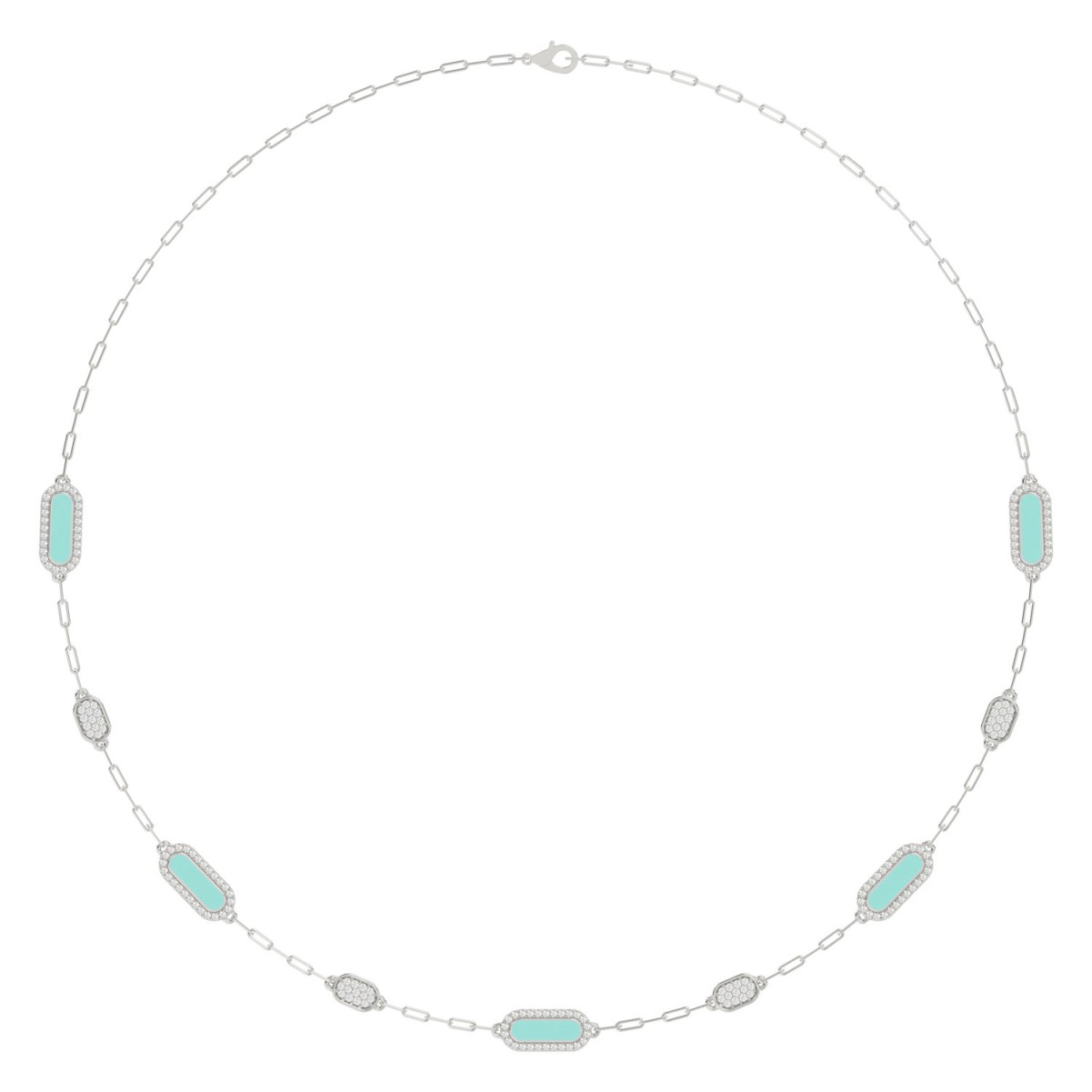 19257634_VA23776W-TFY-1201x1201.jpg 18K WHITE GOLD 3/4CT ROUND DIAMOND LADIES NECKLACE (CELESTE BLUE ENAMEL) - Image 1