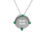 18K WHITE GOLD 5/8CT ROUND DIAMOND LADIES PENDANT (CENTER STONE ROUND/EMERALD DIAMOND 1/2CT)