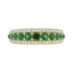 18K YELLOW GOLD 1 1/6CT ROUND DIAMOND LADIES BAND(COLOR STONE ROUND GREEN EMERALD DIAMOND 7/8CT) - Image 4