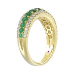 18K YELLOW GOLD 1 1/6CT ROUND DIAMOND LADIES BAND(COLOR STONE ROUND GREEN EMERALD DIAMOND 7/8CT) - Image 5