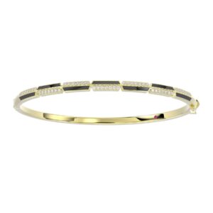 18K YELLOW GOLD 1/2CT ROUND DIAMOND LADIES BANGLE (MIDNIGHT BLACK ENAMEL)