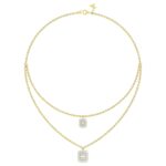 18K YELLOW GOLD 1/4CT ROUND/BAGUETTE DIAMOND LADIES NECKLACE (SOFT WHITE ENAMEL)