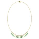 18K YELLOW GOLD 1CT ROUND/BAGUETTE DIAMOND LADIES NECKLACE(COLOR STONE EMERALD DIAMOND 3/4CT) - Image 2