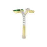 18K YELLOW GOLD 7/8CT ROUND/EMERALD DIAMOND LADIES RING(COLOR STONE EMERALD/MARQUISE DIAMOND 5/8CT - Image 5
