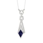 18K WHITE GOLD 3CT ROUND/ONYX DIAMOND LADIES NECKLACE(COLOR STONE ONYX DIAMOND 2 3/4CT) - Image 2