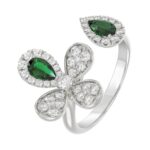 18K WHITE GOLD 7/8CT ROUND/PEAR DIAMOND LADIES RING - Image 3