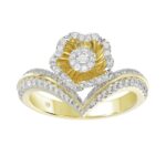 18K YELLOW GOLD 1/2CT ROUND DIAMOND LADIES RING - Image 2