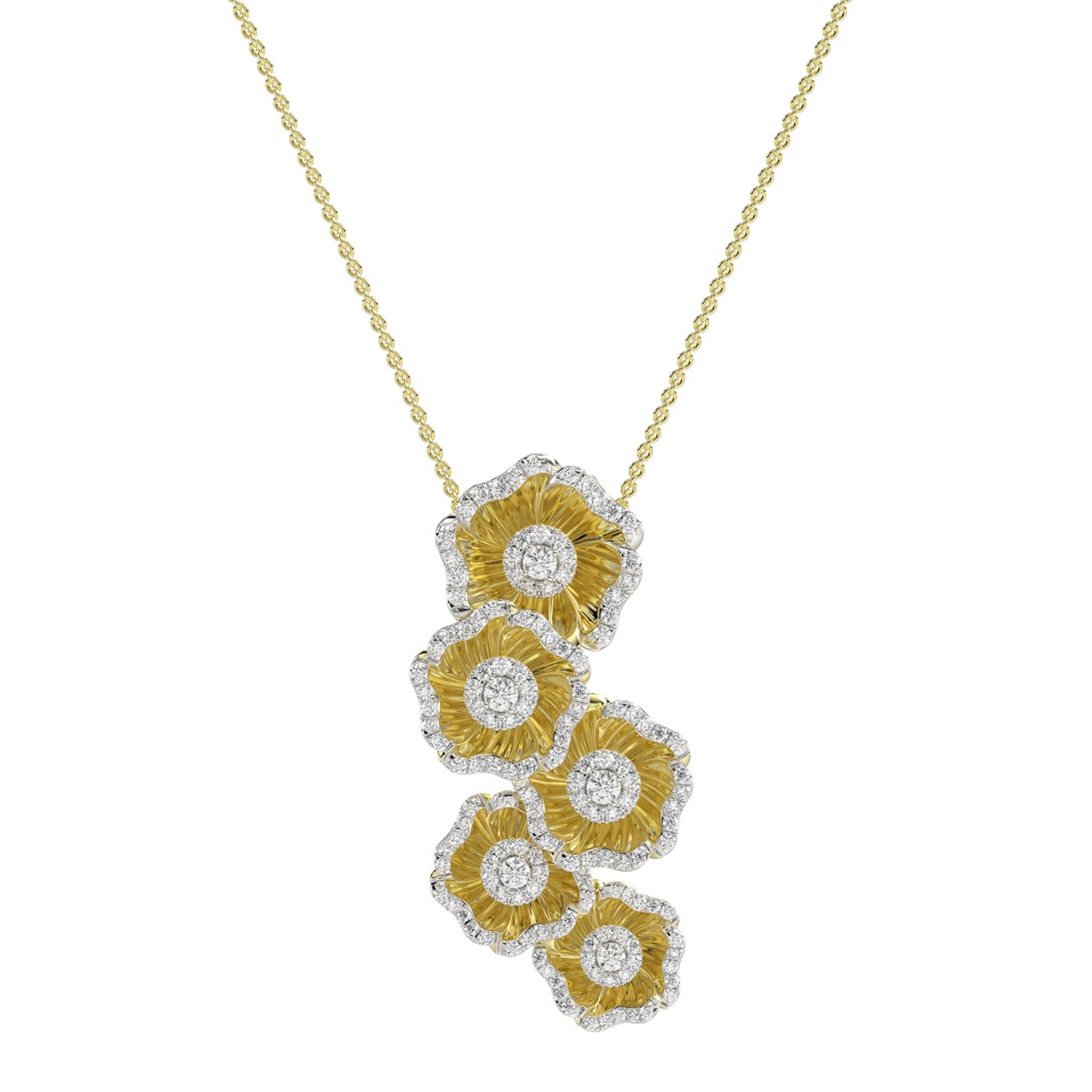 19258030_VA19348Y-1201x1201.jpg 18K YELLOW GOLD 1CT ROUND DIAMOND LADIES PENDANT WITH CHAIN - Image 1