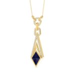 18K YELLOW GOLD 3CT ROUND/ONYX DIAMOND LADIES NECKLACE(COLOR STONE ONYX DIAMOND 2 3/4CT) - Image 2