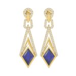 18K YELLOW GOLD 5CT ROUND/ONYX DIAMOND LADIES EARRINGS(COLOR STONE ONYX DIAMOND 4 1/2CT)