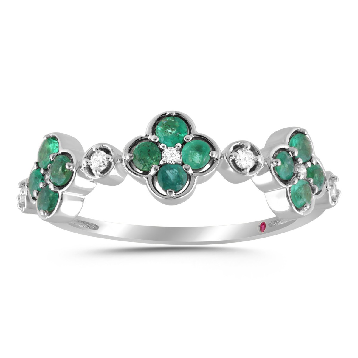 19258363_VA33588W-10K-1201x1201.jpg 10K WHITE GOLD 5/8CT ROUND/ROUND GREEN EMERALD DIAMOND LADIES RING - Image 1