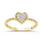 10K YELLOW GOLD 1/10CT ROUND DIAMOND PINK SAPPHIRE DIAMOND LADIES RING