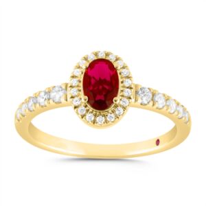 10K YELLOW GOLD 7/8CT ROUND DIAMOND LADIES RING (OVAL RUBY DIAMOND 5/8CT)